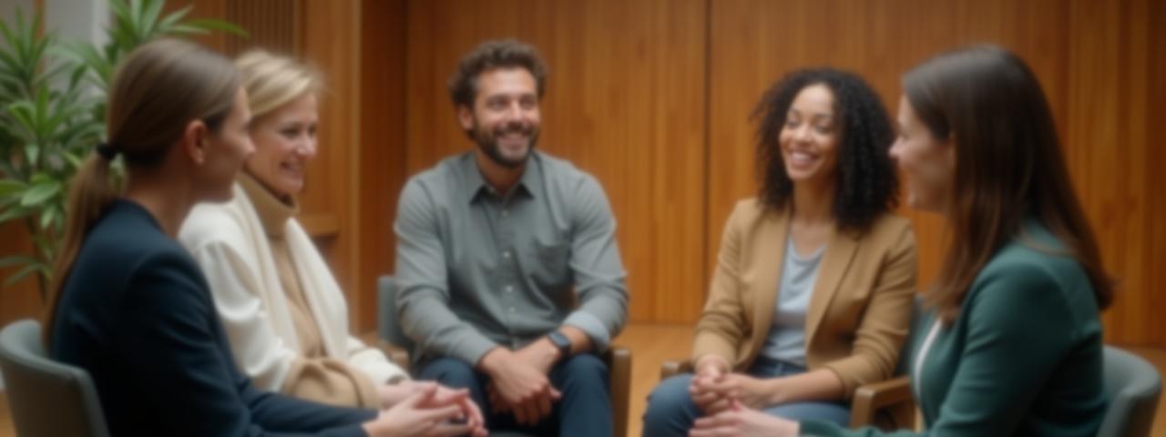 Diverse panel of health experts smiling during a Q&A session